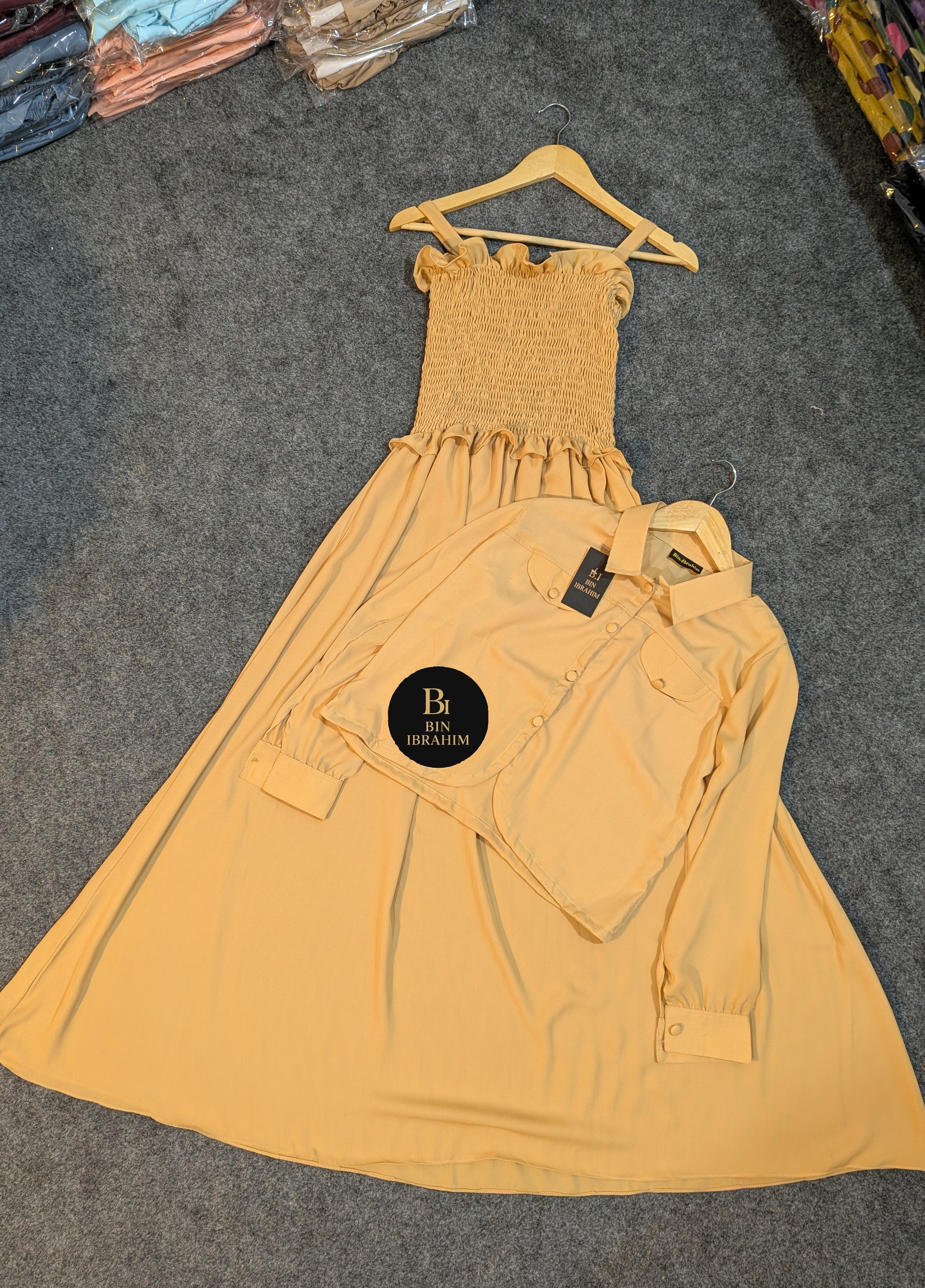 Western Smocked Jacket Maxi Dress Plain