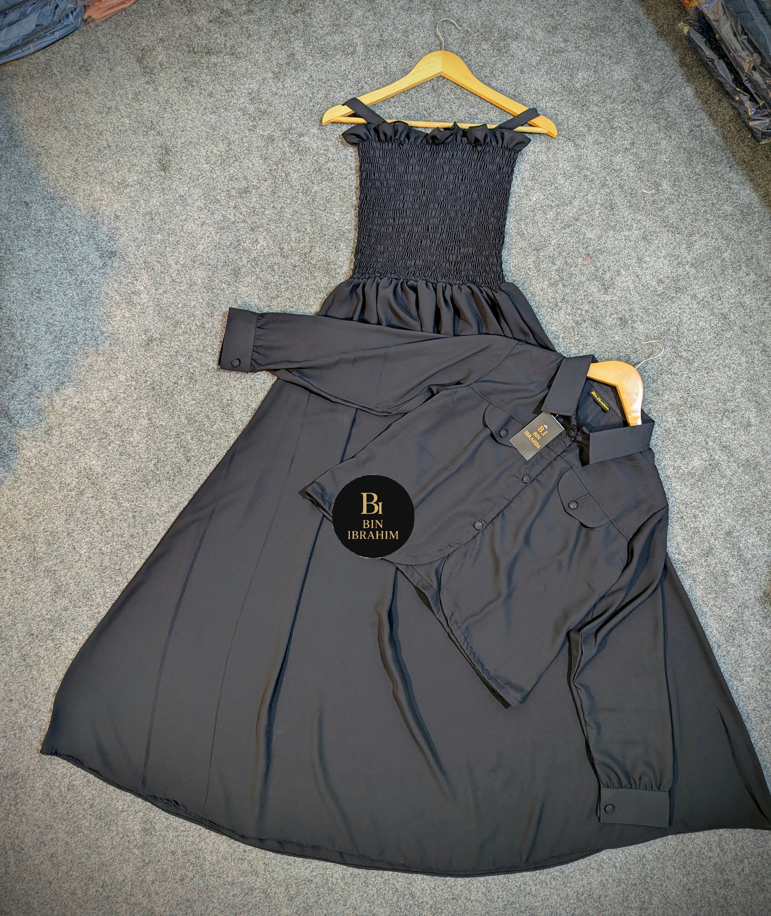 Western Smocked Jacket Maxi Dress Plain